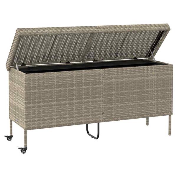 Grote foto vidaxl tuinbox met wielen 160x55x75 cm poly rattan lichtgrijs tuin en terras overige tuin en terras