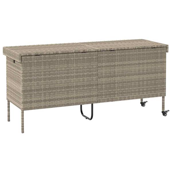 Grote foto vidaxl tuinbox met wielen 160x55x75 cm poly rattan lichtgrijs tuin en terras overige tuin en terras