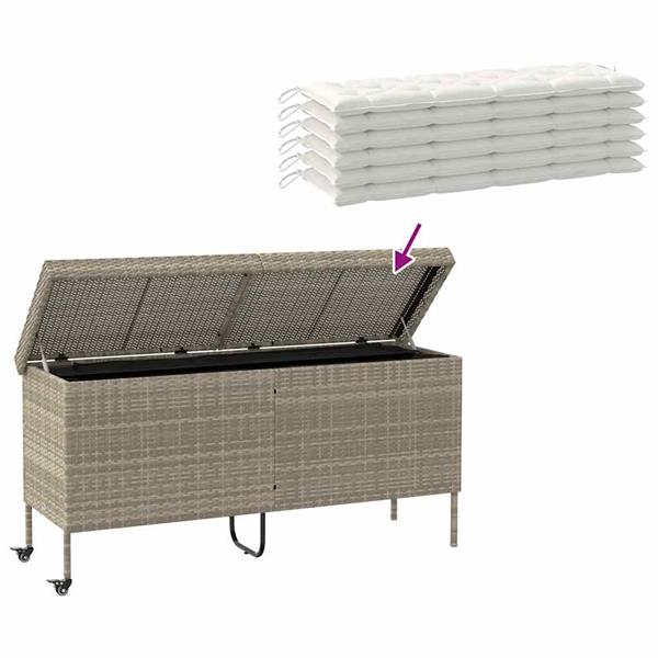 Grote foto vidaxl tuinbox met wielen 160x55x75 cm poly rattan lichtgrijs tuin en terras overige tuin en terras