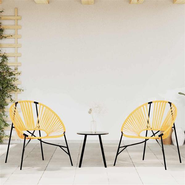 Grote foto vidaxl set tuinstoelen 3 delig poly rattan zwart en geel tuin en terras tuinmeubelen