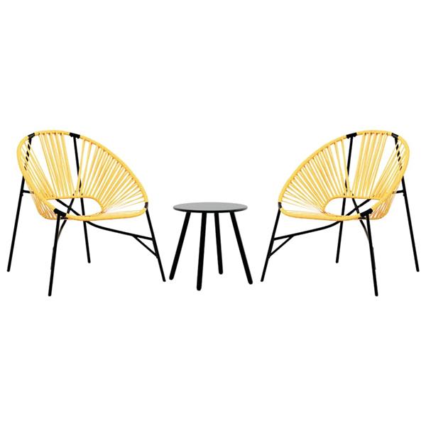 Grote foto vidaxl set tuinstoelen 3 delig poly rattan zwart en geel tuin en terras tuinmeubelen
