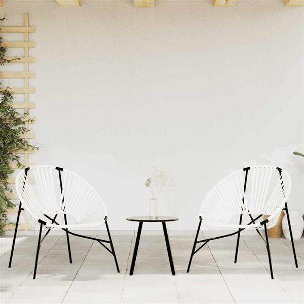 Grote foto vidaxl tuinstoelenset 3 delig poly rattan zwart en wit tuin en terras tuinmeubelen