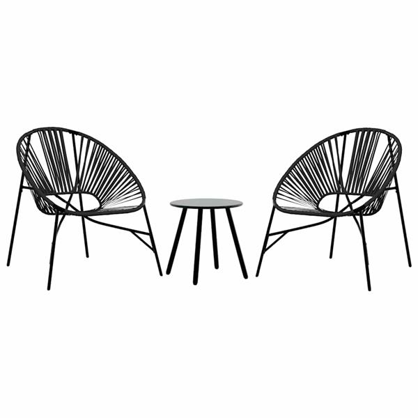 Grote foto vidaxl set tuinstoelen 3 delig poly rattan zwart tuin en terras tuinmeubelen