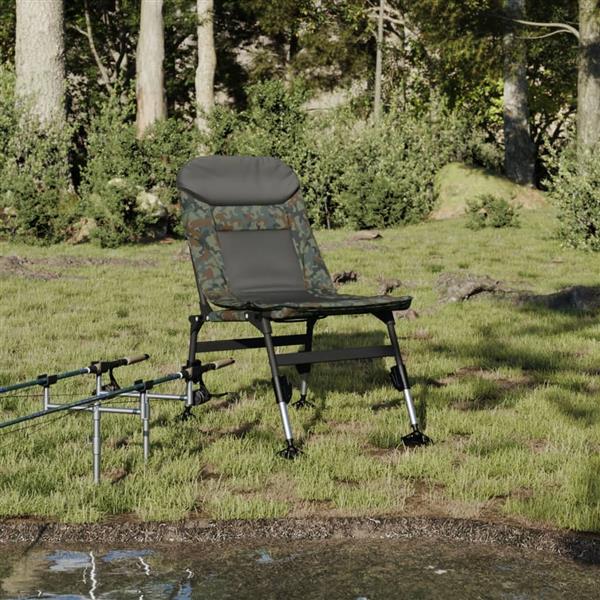 Grote foto vidaxl visstoel met verstelbare modderpoten inklapbaar camouflage tuin en terras tuinmeubelen
