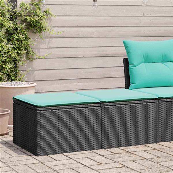 Grote foto vidaxl 2 delige loungeset met kussens poly rattan acacia zwart tuin en terras tuinmeubelen
