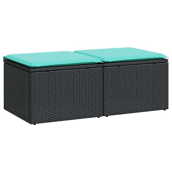 Grote foto vidaxl 2 delige loungeset met kussens poly rattan acacia zwart tuin en terras tuinmeubelen