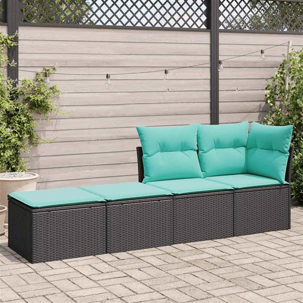 Grote foto vidaxl 2 delige loungeset met kussens poly rattan acacia zwart tuin en terras tuinmeubelen