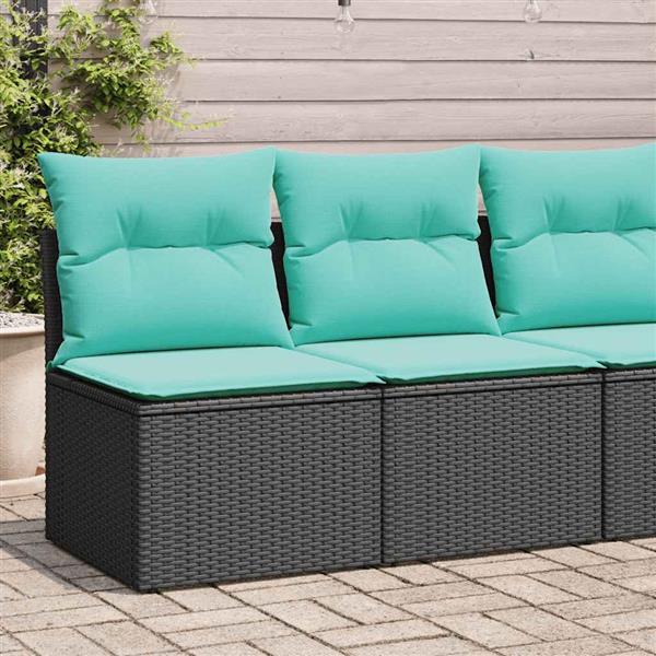 Grote foto vidaxl 2 delige loungeset met kussens poly rattan acacia zwart tuin en terras tuinmeubelen