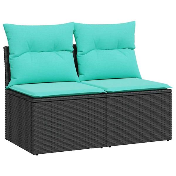 Grote foto vidaxl 2 delige loungeset met kussens poly rattan acacia zwart tuin en terras tuinmeubelen