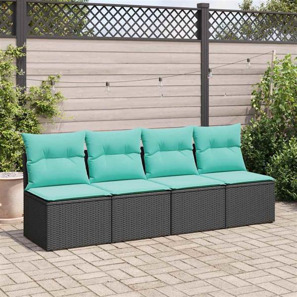 Grote foto vidaxl 2 delige loungeset met kussens poly rattan acacia zwart tuin en terras tuinmeubelen