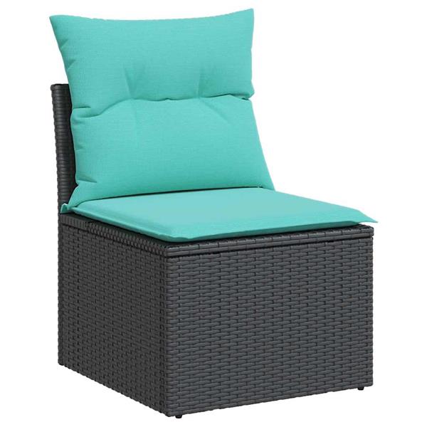Grote foto vidaxl 2 delige loungeset met kussens poly rattan acacia zwart tuin en terras tuinmeubelen