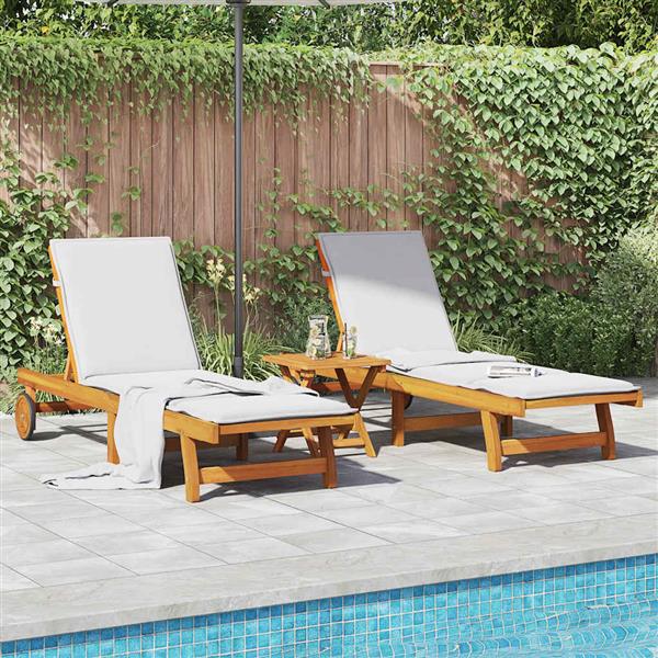 Grote foto vidaxl ligbedden 2 st met tafel massief acaciahout tuin en terras tuinmeubelen