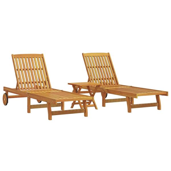 Grote foto vidaxl ligbedden 2 st met tafel massief acaciahout tuin en terras tuinmeubelen