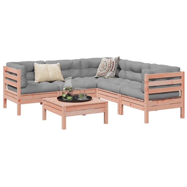 Grote foto vidaxl 6 delige loungeset met kussens massief douglas vurenhout tuin en terras tuinmeubelen