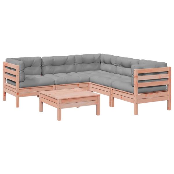 Grote foto vidaxl 6 delige loungeset met kussens massief douglas vurenhout tuin en terras tuinmeubelen