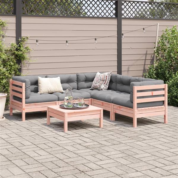 Grote foto vidaxl 6 delige loungeset met kussens massief douglas vurenhout tuin en terras tuinmeubelen