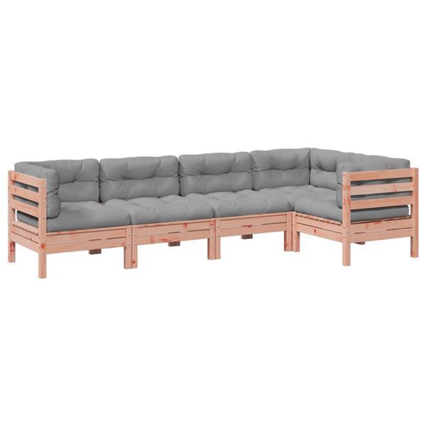 Grote foto vidaxl 5 delige loungeset met kussens massief douglas vurenhout tuin en terras tuinmeubelen