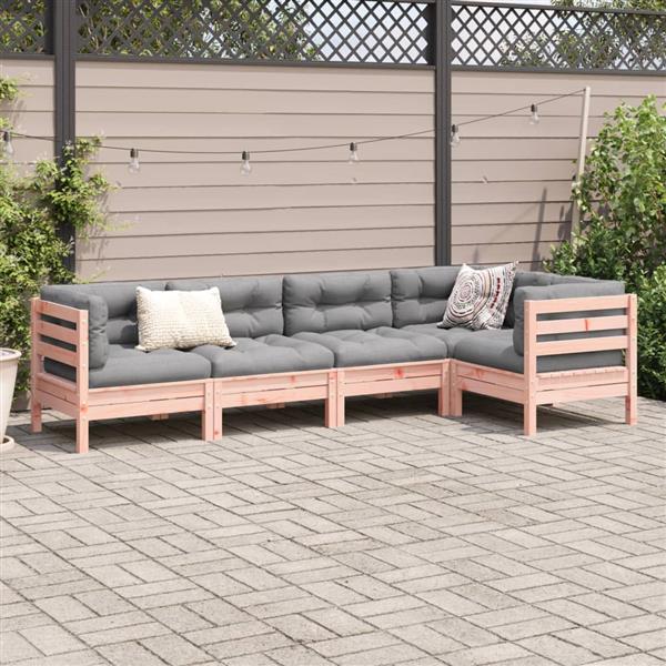 Grote foto vidaxl 5 delige loungeset met kussens massief douglas vurenhout tuin en terras tuinmeubelen