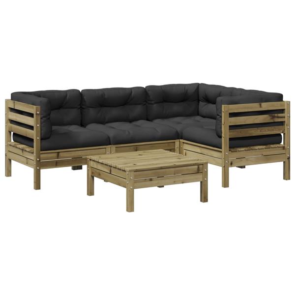 Grote foto vidaxl 5 delige loungeset met kussens ge mpregneerd grenenhout tuin en terras tuinmeubelen