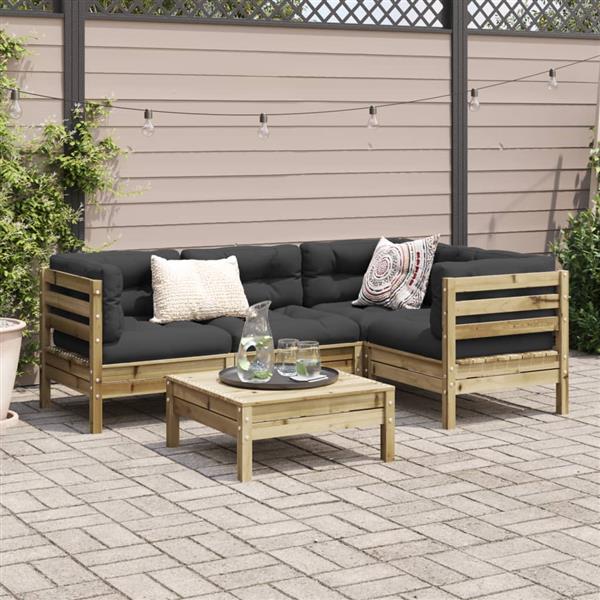 Grote foto vidaxl 5 delige loungeset met kussens ge mpregneerd grenenhout tuin en terras tuinmeubelen