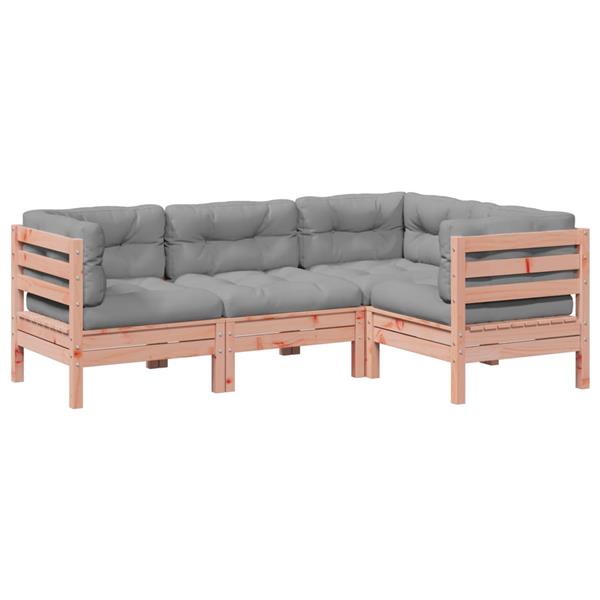 Grote foto vidaxl 4 delige loungeset met kussens massief douglas vurenhout tuin en terras tuinmeubelen