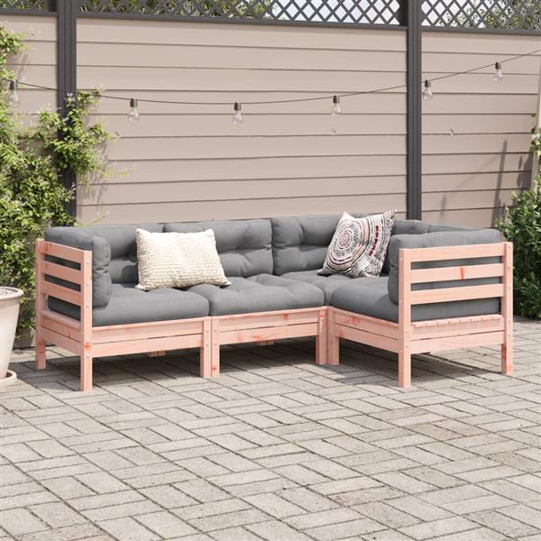 Grote foto vidaxl 4 delige loungeset met kussens massief douglas vurenhout tuin en terras tuinmeubelen