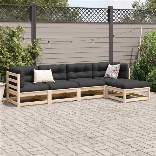 Grote foto vidaxl 5 delige loungeset massief grenenhout tuin en terras tuinmeubelen