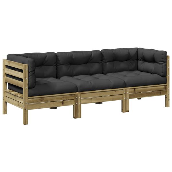 Grote foto vidaxl 3 delige loungeset met kussens ge mpregneerd grenenhout tuin en terras tuinmeubelen