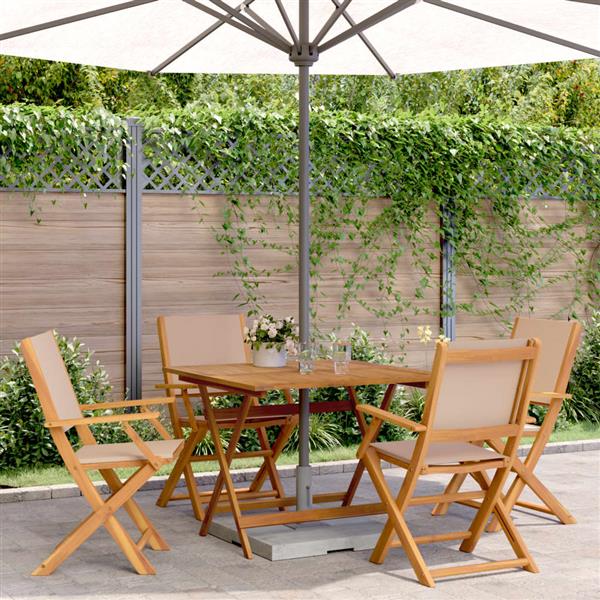 Grote foto vidaxl 5 delige tuinset massief hout en stof taupe tuin en terras tuinmeubelen