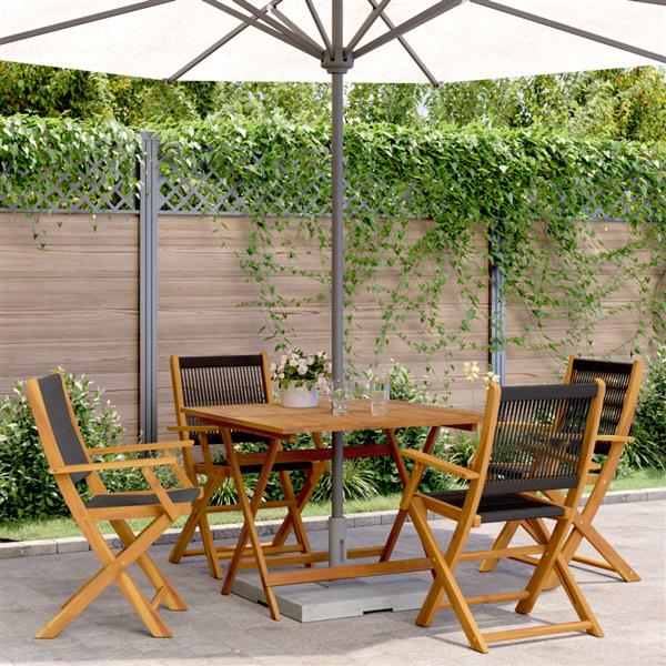 Grote foto vidaxl 5 delige tuinset polypropeen en massief hout zwart tuin en terras tuinmeubelen