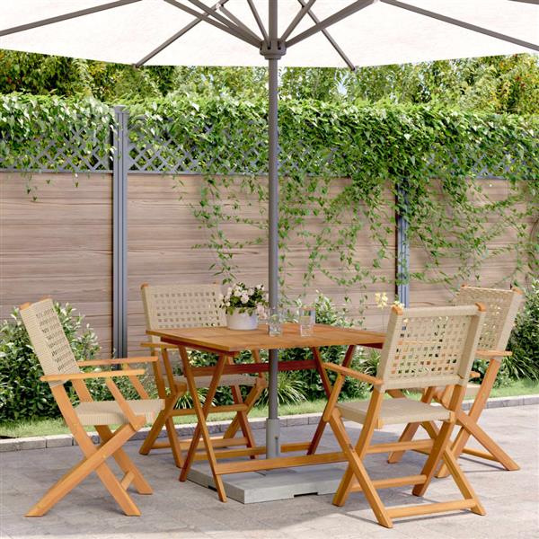 Grote foto vidaxl 5 delige tuinset poly rattan en massief hout beige tuin en terras tuinmeubelen