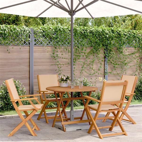 Grote foto vidaxl 5 delige tuinset massief hout en stof beige tuin en terras tuinmeubelen