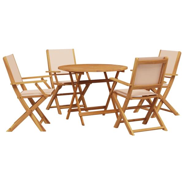 Grote foto vidaxl 5 delige tuinset massief hout en stof beige tuin en terras tuinmeubelen