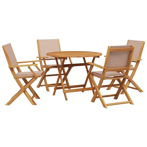Grote foto vidaxl 5 delige tuinset massief hout en stof taupe tuin en terras tuinmeubelen