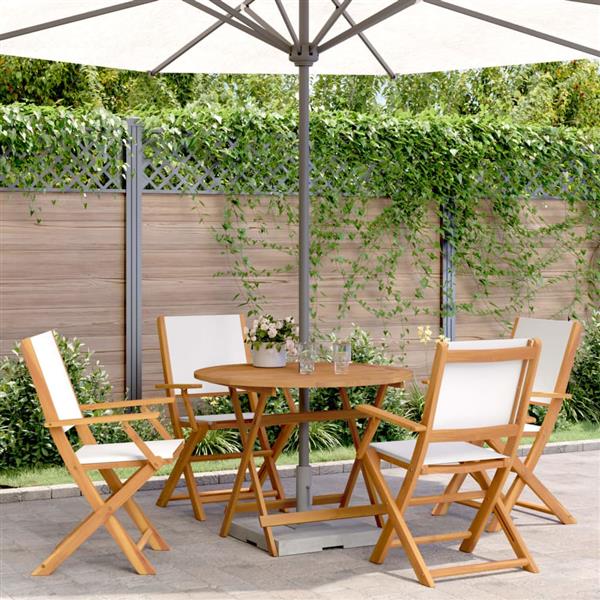 Grote foto vidaxl 5 delige tuinset massief hout en stof cr mewit tuin en terras tuinmeubelen