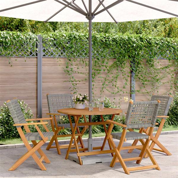 Grote foto vidaxl 5 delige tuinset poly rattan en massief hout grijs tuin en terras tuinmeubelen