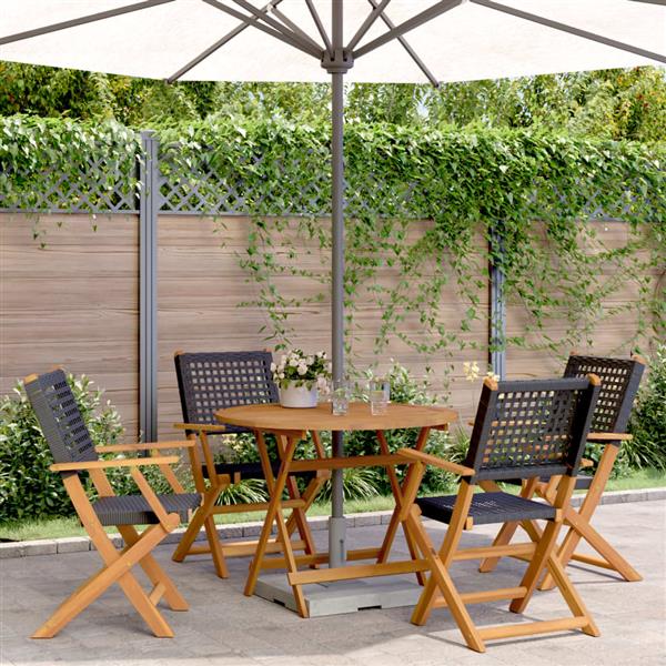 Grote foto vidaxl 5 delige tuinset poly rattan en massief hout zwart tuin en terras tuinmeubelen