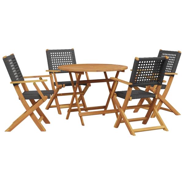 Grote foto vidaxl 5 delige tuinset poly rattan en massief hout zwart tuin en terras tuinmeubelen