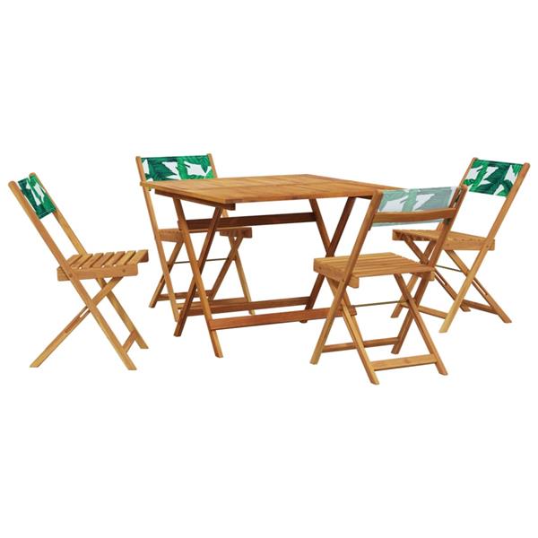 Grote foto vidaxl 5 delige tuinset bladpatroon stof en massief hout tuin en terras tuinmeubelen