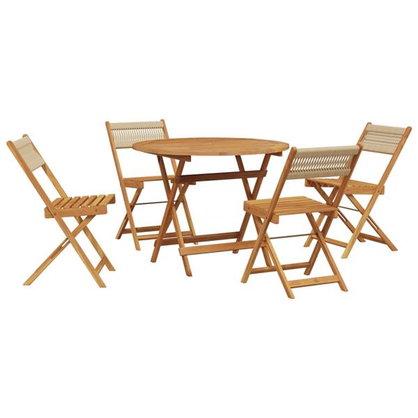 Grote foto vidaxl 5 delige tuinset polypropeen en massief hout beige tuin en terras tuinmeubelen