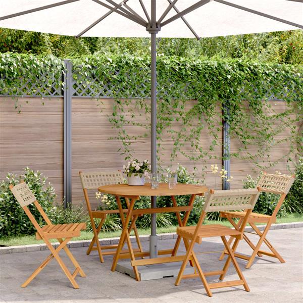 Grote foto vidaxl 5 delige tuinset poly rattan en massief hout beige tuin en terras tuinmeubelen