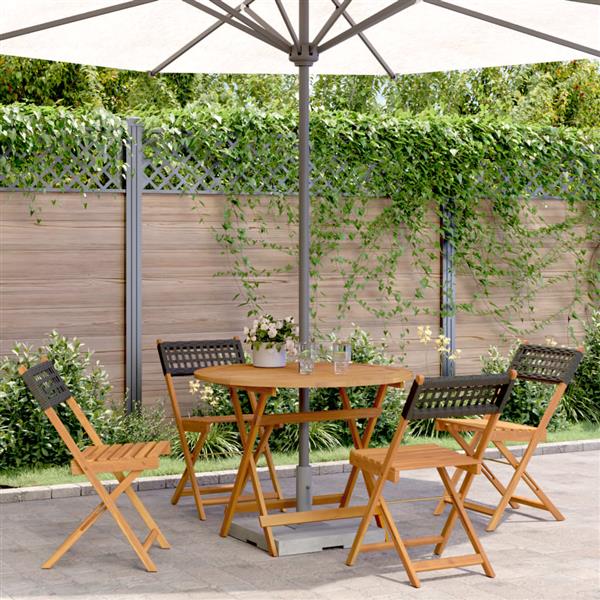 Grote foto vidaxl 5 delige tuinset poly rattan en massief hout zwart tuin en terras tuinmeubelen