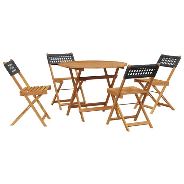 Grote foto vidaxl 5 delige tuinset poly rattan en massief hout zwart tuin en terras tuinmeubelen
