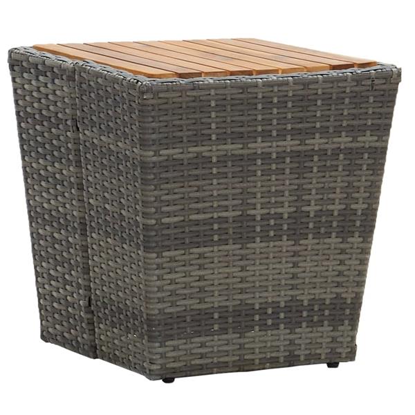 Grote foto vidaxl 3 delige bistroset met kussens poly rattan en glas grijs tuin en terras tuinmeubelen