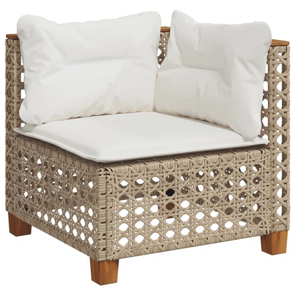 Grote foto vidaxl 5 delige loungeset met kussens poly rattan beige tuin en terras tuinmeubelen