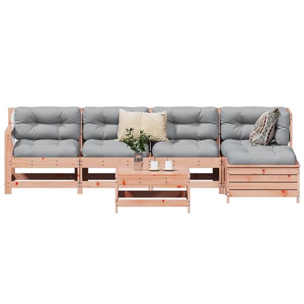 Grote foto vidaxl 6 delige loungeset massief douglas vurenhout tuin en terras tuinmeubelen