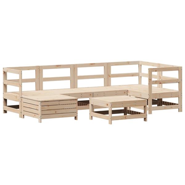 Grote foto vidaxl 7 delige loungeset massief grenenhout tuin en terras tuinmeubelen