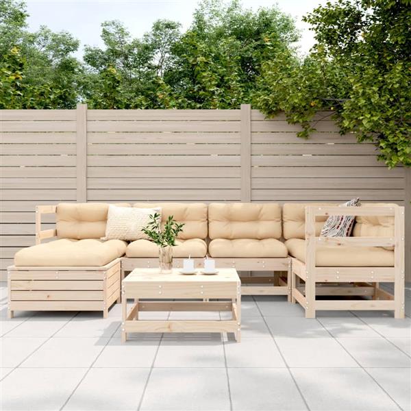Grote foto vidaxl 7 delige loungeset massief grenenhout tuin en terras tuinmeubelen