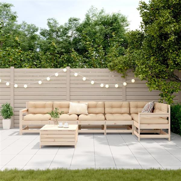 Grote foto vidaxl 7 delige loungeset massief grenenhout tuin en terras tuinmeubelen