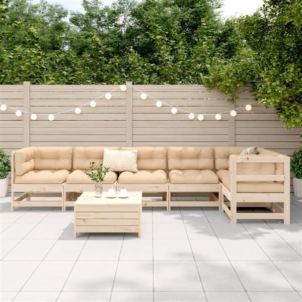 Grote foto vidaxl 7 delige loungeset massief grenenhout tuin en terras tuinmeubelen
